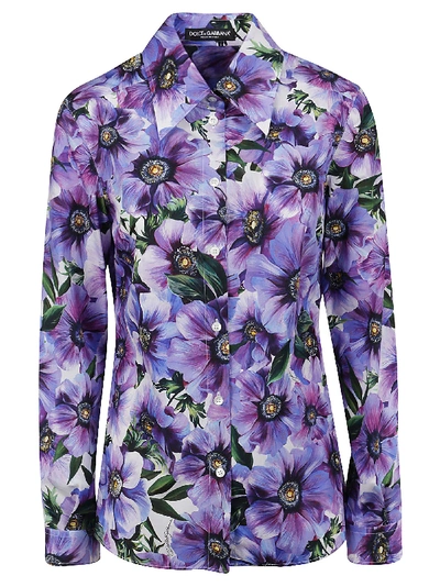 Shop Dolce & Gabbana All-over Floral Printed Shirt In Anemone