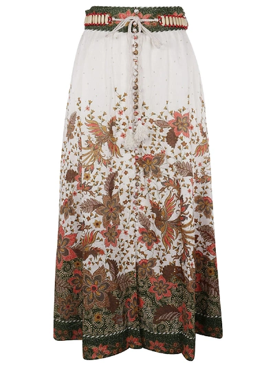 Shop Zimmermann Empire Skirt In Khaki Batik