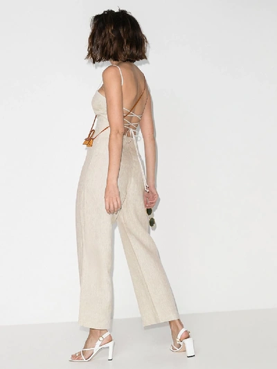 Shop Reformation Huntington Open Back Jumpsuit In Neutrals