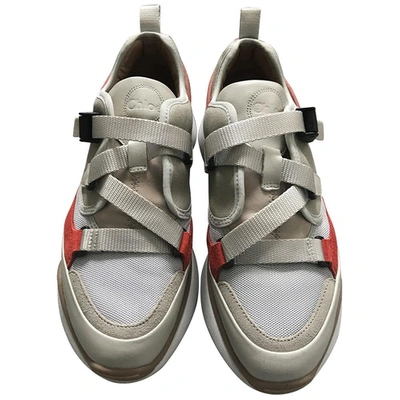 Pre-owned Chloé Sonnie Cloth Trainers In Beige