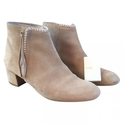 Pre-owned Maje Beige Suede Ankle Boots