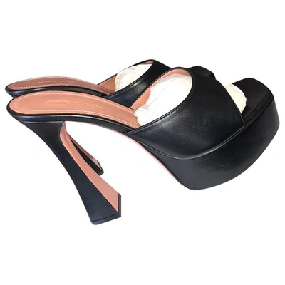 Pre-owned Amina Muaddi Black Leather Sandals
