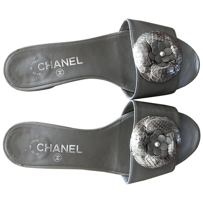 Pre-owned Chanel Grey Python Sandals