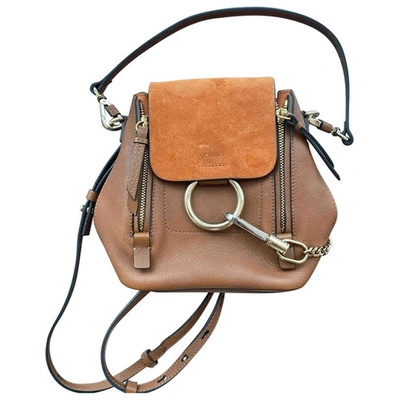 Pre-owned Chloé Faye Backpack In Camel