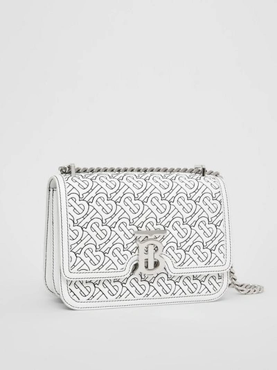 Shop Burberry Small Quilted Monogram Lambsk In Optic White