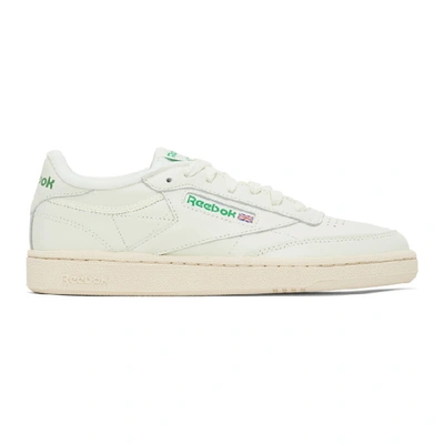 Shop Reebok Off-white & Green Club C 85 Vintage Sneakers In Chalk/glen Green/paper White/excellent Red