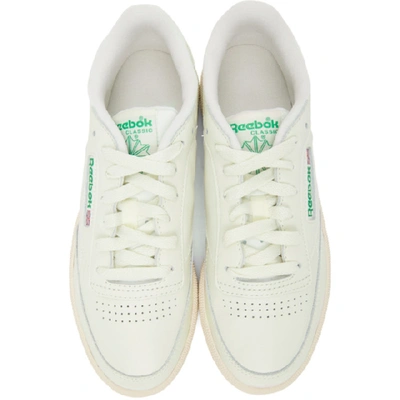 Shop Reebok Off-white & Green Club C 85 Vintage Sneakers In Chalk/glen Green/paper White/excellent Red