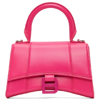 Shop Balenciaga Pink Xs Hourglass Top Handle Bag In 5514 Fuchsi