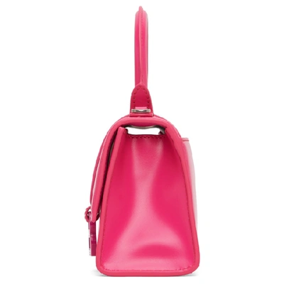 Shop Balenciaga Pink Xs Hourglass Top Handle Bag In 5514 Fuchsi
