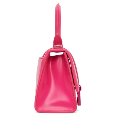 Shop Balenciaga Pink Xs Hourglass Top Handle Bag In 5514 Fuchsi