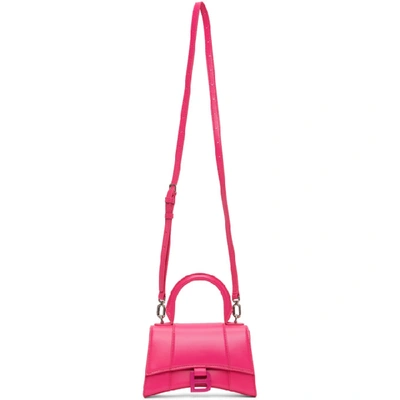 Shop Balenciaga Pink Xs Hourglass Top Handle Bag In 5514 Fuchsi