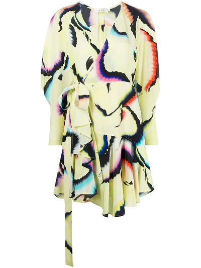 Shop A.l.c Graphic Print Wrap Dress In Yellow