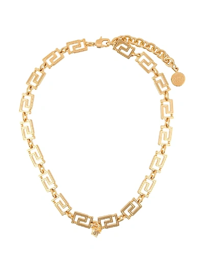 Shop Versace Greca Necklace In Gold