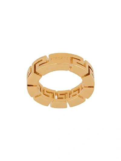 Shop Versace Greca Ring In Gold