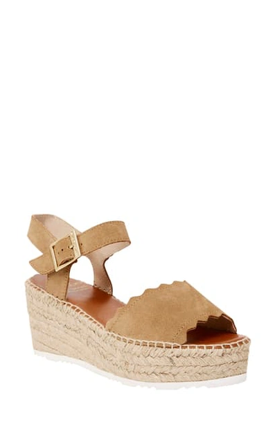 Shop Andre Assous Cacia Platform Wedge Sandal In Brandy Suede
