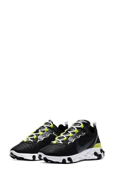 Shop Nike React Element 55 Se Sneaker In Black/ White/ Lemon Venom