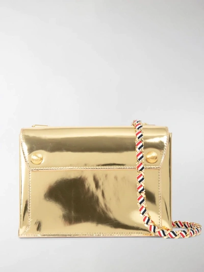 Shop Thom Browne Specchio Leather Envelope Bag In Gold