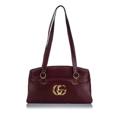 Shop Gucci Arli Leather Shoulder Bag In Burgundy
