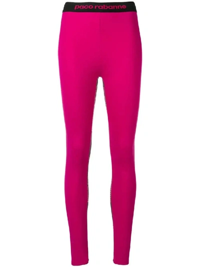 Shop Rabanne Logo Stripe Yoga Pants In Pink