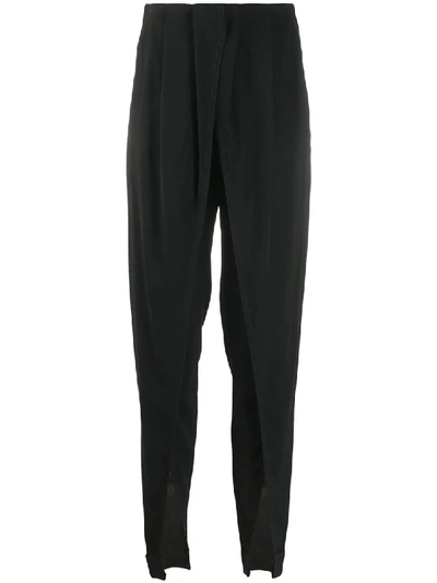 Shop Bevza Slit-detail Crepe Trousers In Black