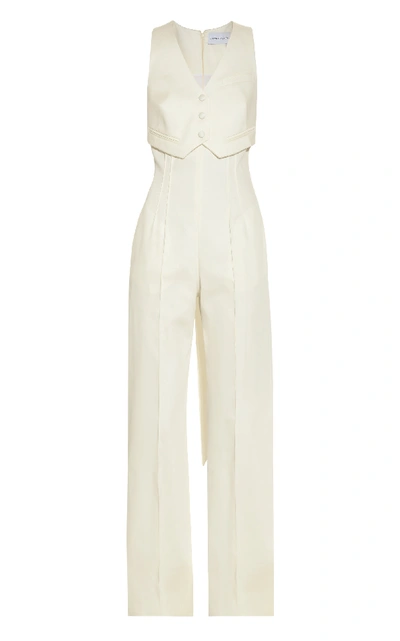 Shop Aleksandre Akhalkatsishvili Slim Vest Cotton Jumpsuit In White