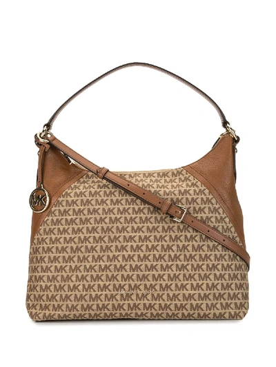 Shop Michael Kors Aria Shoulder Bag In Brown