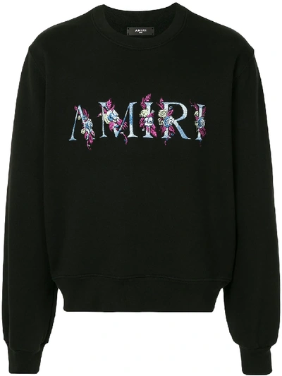 Shop Amiri Embroidered-logo Sweatshirt In Black