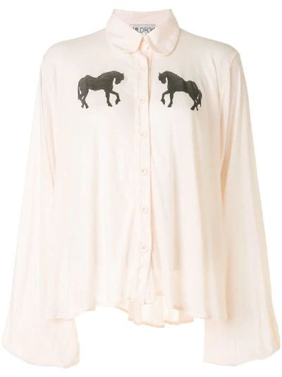 Shop Wildfox Horse-print Blouse In White
