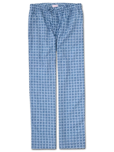 Shop Derek Rose Men's Lounge Trousers Ledbury 34 Cotton Batiste Blue