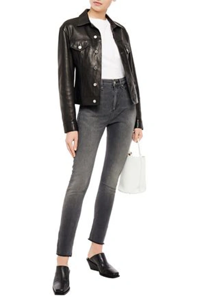 Shop Rag & Bone Nina Distressed Faded High-rise Skinny Jeans In Dark Gray
