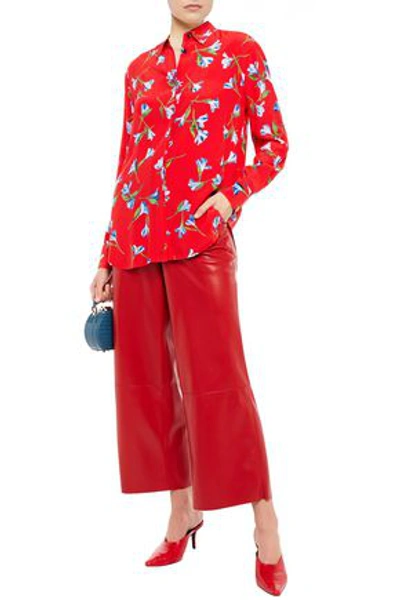 Shop Rag & Bone Floral-print Crepe Shirt In Red