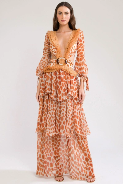 Shop Patbo Margot Fringe Trim Maxi Dress In Orange