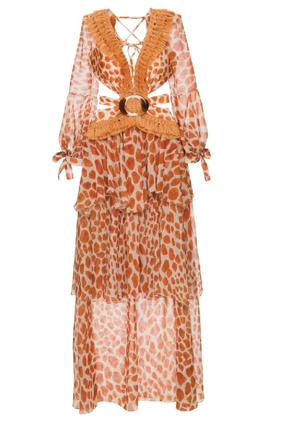 Shop Patbo Margot Fringe Trim Maxi Dress In Orange