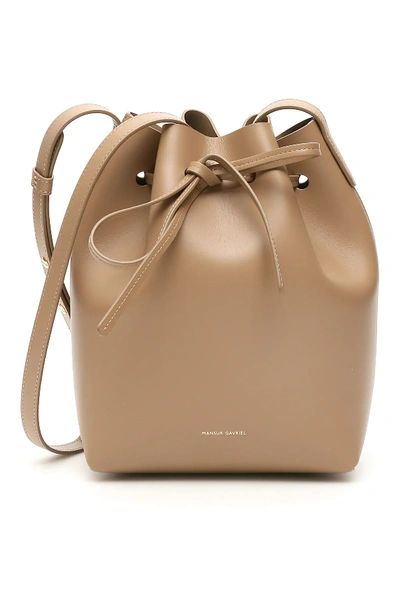 Shop Mansur Gavriel Mini Bucket Bag In Beige,brown