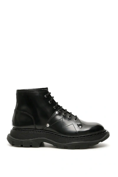 Shop Alexander Mcqueen Boots With Seams In Black