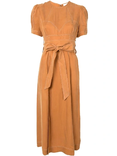Shop Alice Mccall Eyes On You Tie Waist Dress In Brown