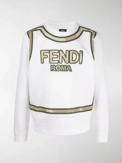 Shop Fendi Logo Print Sweatshirt In White