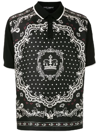 Shop Dolce & Gabbana Bandana-print Polo Shirt In Black