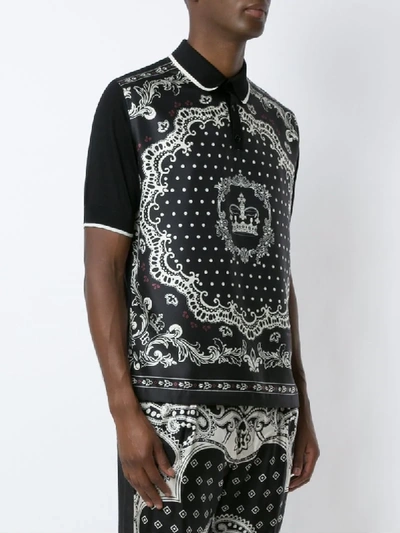 Shop Dolce & Gabbana Bandana-print Polo Shirt In Black