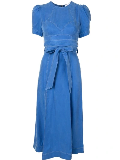 Shop Alice Mccall Eyes On You Tie Waist Dress In Blue