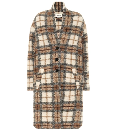 Shop Isabel Marant Étoile Gabriel Checked Wool-blend Coat In Beige