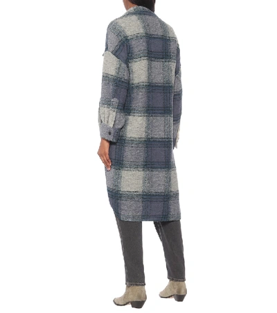 Shop Isabel Marant Étoile Gabrion Checked Wool-blend Coat In Blue
