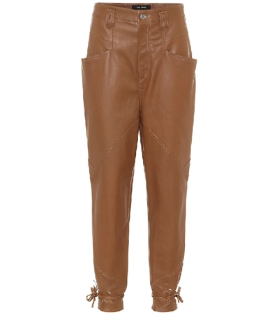 Shop Isabel Marant Badeloisa Leather Carrot Pants In Brown