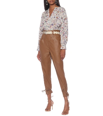 Shop Isabel Marant Badeloisa Leather Carrot Pants In Brown