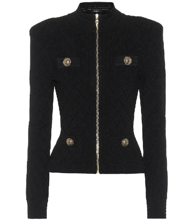 Shop Balmain Knit Jacket In Black