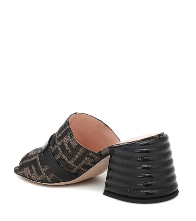 Shop Fendi Promenade Ff Jacquard Sandals In Brown