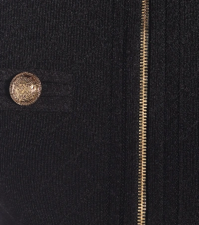 Shop Balmain Knit Jacket In Black