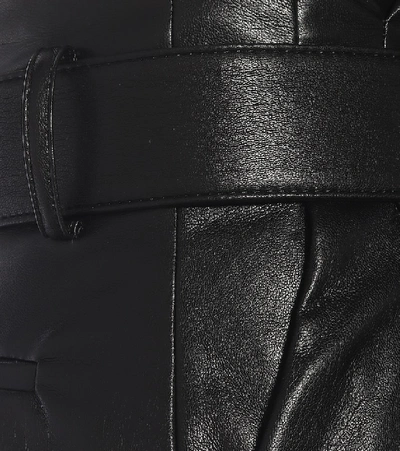 Shop Self-portrait Belted Faux-leather Shorts In Black