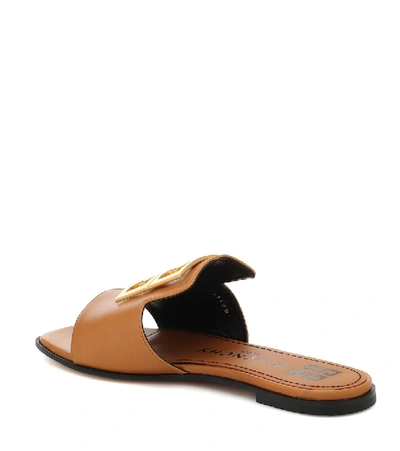 Shop Givenchy 4g Leather Sandals In Leather Brown