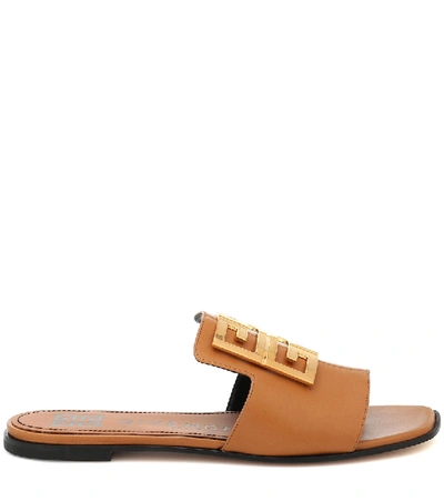 Shop Givenchy 4g Leather Sandals In Leather Brown
